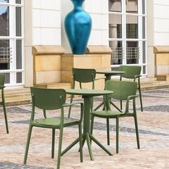Loft Round Bistro Set 3 Piece with 24 inch Table Top Olive Green