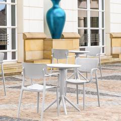 Loft Round Bistro Set 3 Piece with 24 inch Table Top White