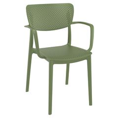 Loft Outdoor Dining Arm Chair Olive Green, Set of 2