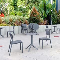 Lucy Round Bistro Set 3 Piece with 24 inch Table Top Dark Gray