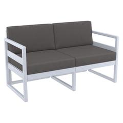 Mykonos Patio Loveseat Silver with Sunbrella Charcoal Cushion