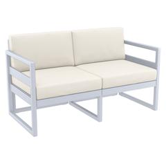 Mykonos Patio Loveseat Silver with Sunbrella Natural Cushion