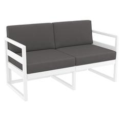 Mykonos Patio Loveseat White with Sunbrella Charcoal Cushion