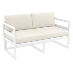 Mykonos Patio Loveseat White with Sunbrella Natural Cushion