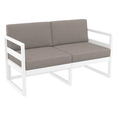 Mykonos Patio Loveseat White with Sunbrella Taupe Cushion