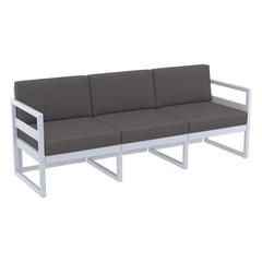 Mykonos Patio Sofa Silver with Sunbrella Charcoal Cushion