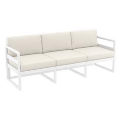 Mykonos Patio Sofa White with Sunbrella Natural Cushion