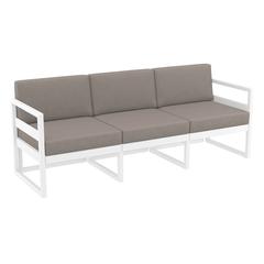 Mykonos Patio Sofa White with Sunbrella Taupe Cushion