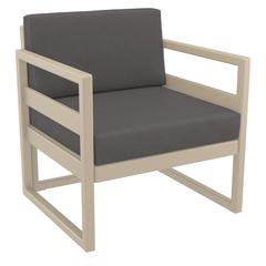 Mykonos Patio Club Chair Taupe with Sunbrella Charcoal Cushion