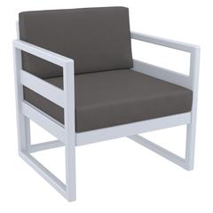 Mykonos Patio Club Chair Silver with Sunbrella Charcoal Cushion