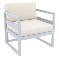 Mykonos Patio Club Chair Silver with Sunbrella Natural Cushion