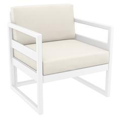 Mykonos Patio Club Chair White with Sunbrella Natural Cushion