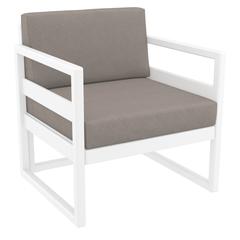 Mykonos Patio Club Chair White with Sunbrella Taupe Cushion