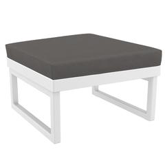 Mykonos Ottoman White with Sunbrella Charcoal Cushion