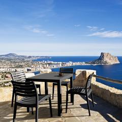 Ares Resin Square Dining Set with 4 Chairs Dark Gray