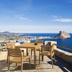 Ares Resin Square Dining Set with 4 Chairs Teak Brown