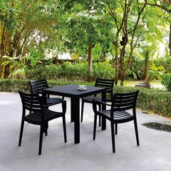 Artemis Resin Square Dining Set with 4 Arm Chairs Black