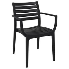 Resin Square Dining Set with 4 Arm Chairs, Black, Belen Kox
