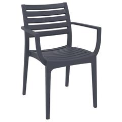 Artemis Resin Square Dining Set with 4 Arm Chairs Dark Gray