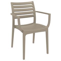 Artemis Resin Square Dining Set with 4 Arm Chairs Taupe