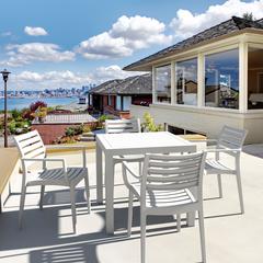 Artemis Resin Square Dining Set with 4 Arm Chairs White