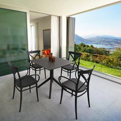 Cross XL Patio Dining Set with 4 Chairs Black