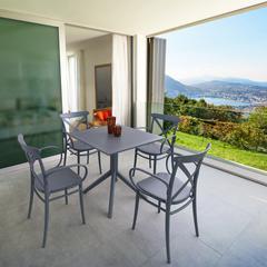 Cross XL Patio Dining Set with 4 Chairs Dark Gray