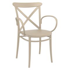 Cross XL Resin Outdoor Arm Chair Taupe, Set of 2
