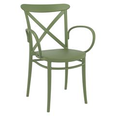 Cross XL Resin Outdoor Arm Chair Olive Green, Set of 2