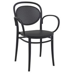 Marcel XL Resin Outdoor Arm Chair Black, Set of 2