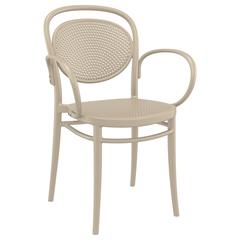 Marcel XL Resin Outdoor Arm Chair Taupe, Set of 2