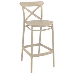 Cross Bar Stool Taupe, Set of 2