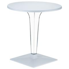 Ice HPL compact laminated Top Round Dining Table with Transparent Base 28 inch Silver
