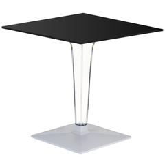 Ice HPL Top Square Table with Transparent Base 24 inch Black