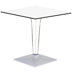 Ice HPL Top Square Table with Transparent Base 24 inch White