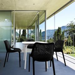Air Maya Square Dining Set with White Table and 4 Black Chairs