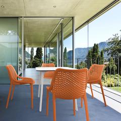 Air Maya Square Dining Set with White Table and 4 Orange Chairs