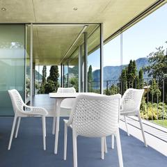 Air Maya Square Dining Set with White Table and 4 White Chairs