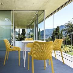 Air Maya Square Dining Set with White Table and 4 Yellow Chairs