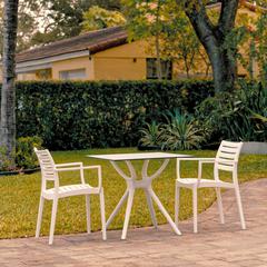 Artemis Dining Set with 2 Arm Chairs White