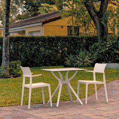 Plus Dining Set with 2 Arm Chairs White