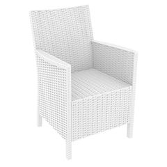 California Wickerlook Casual Seating set 3 Piece White with Sunbrella Natural Cushion