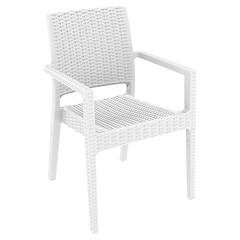 Ibiza Resin Wickerlook Dining Arm Chair White, Set of 2