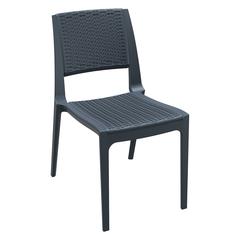 Verona Resin Wickerlook Dining Chair Dark Gray, Set of 2