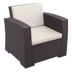 Monaco Resin Patio Club Chair Brown with Sunbrella Natural Cushion