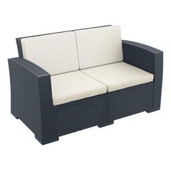 Monaco Resin Patio Loveseat Dark Gray with Sunbrella Natural Cushion