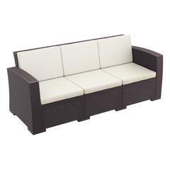 Monaco Resin Patio Sofa Brown with Sunbrella Natural Cushion