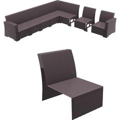 Monaco Sectional Extension Part Brown with Sunbrella Natural Cushion