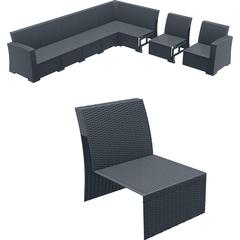 Monaco Sectional Extension Part Dark Gray with Sunbrella Natural Cushion