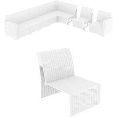 Monaco Sectional Extension Part White with Sunbrella Natural Cushion